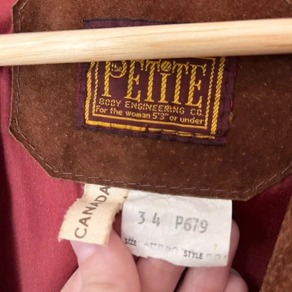 Vintage Suede Leather Brown Blazer Jacket 0 US / 34 EU Petite - Picture 4 of 8